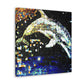 Dolphins in Pointillism - Canvas