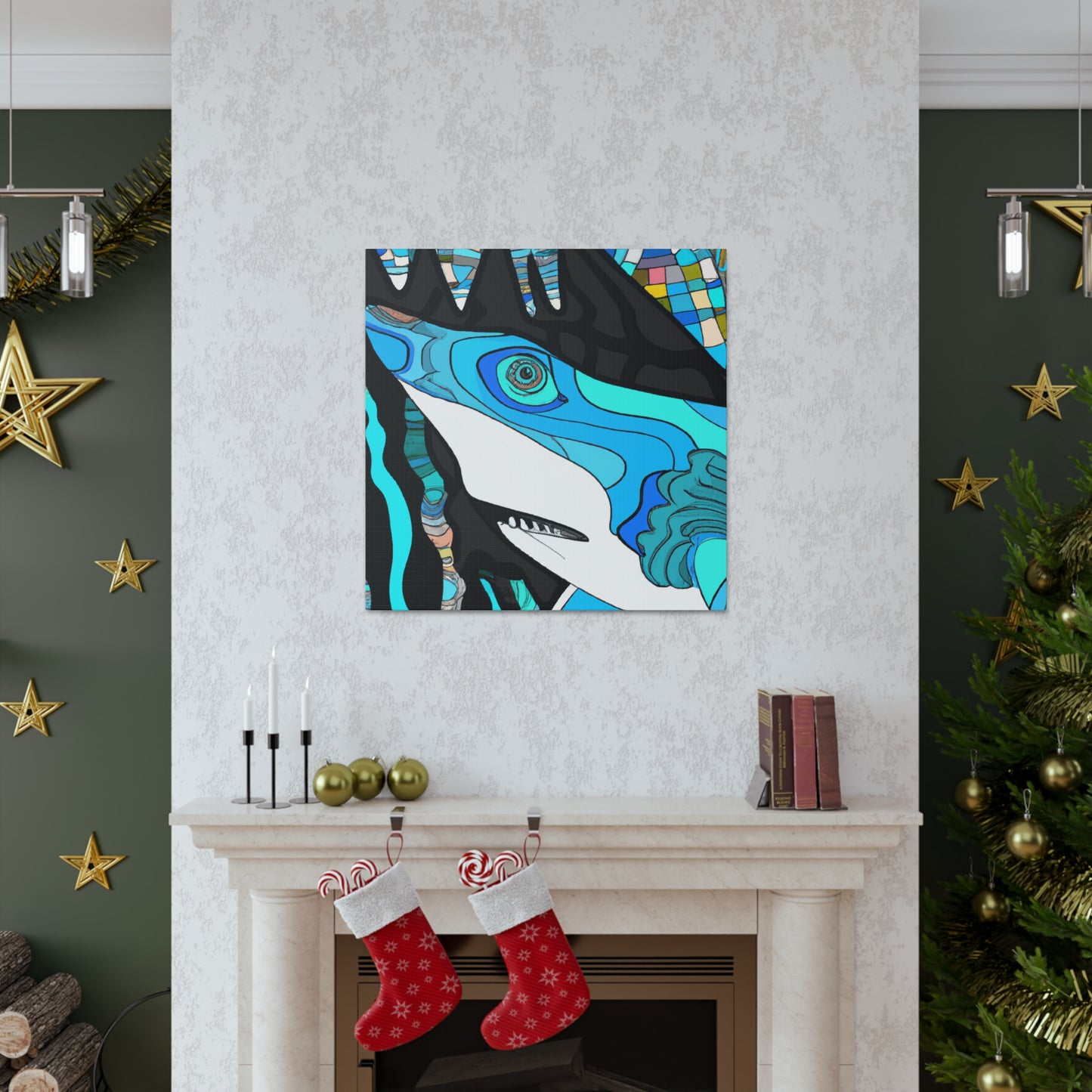 "Great White Shark Surge" - Canvas