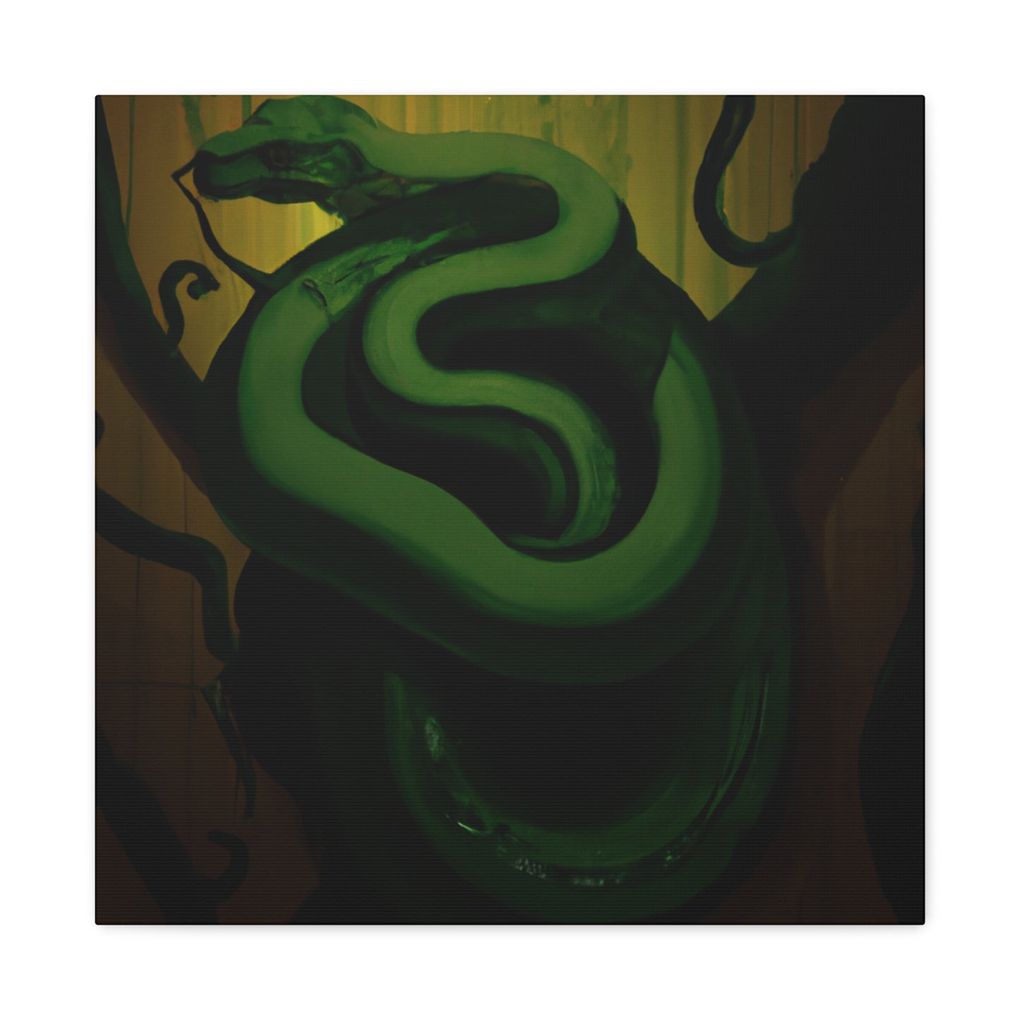 The Green Tree Python is a species of snake native to Southeast Asia, Australia, and surrounding areas, known for its striking colour and intricate markings. During the 1920s, Green Tree Pythons were popular among Art Deco stylists, who - Canvas