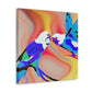 Parakeets in Flight. - Canvas