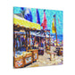 "Beach Shops Impressionism" - Canvas