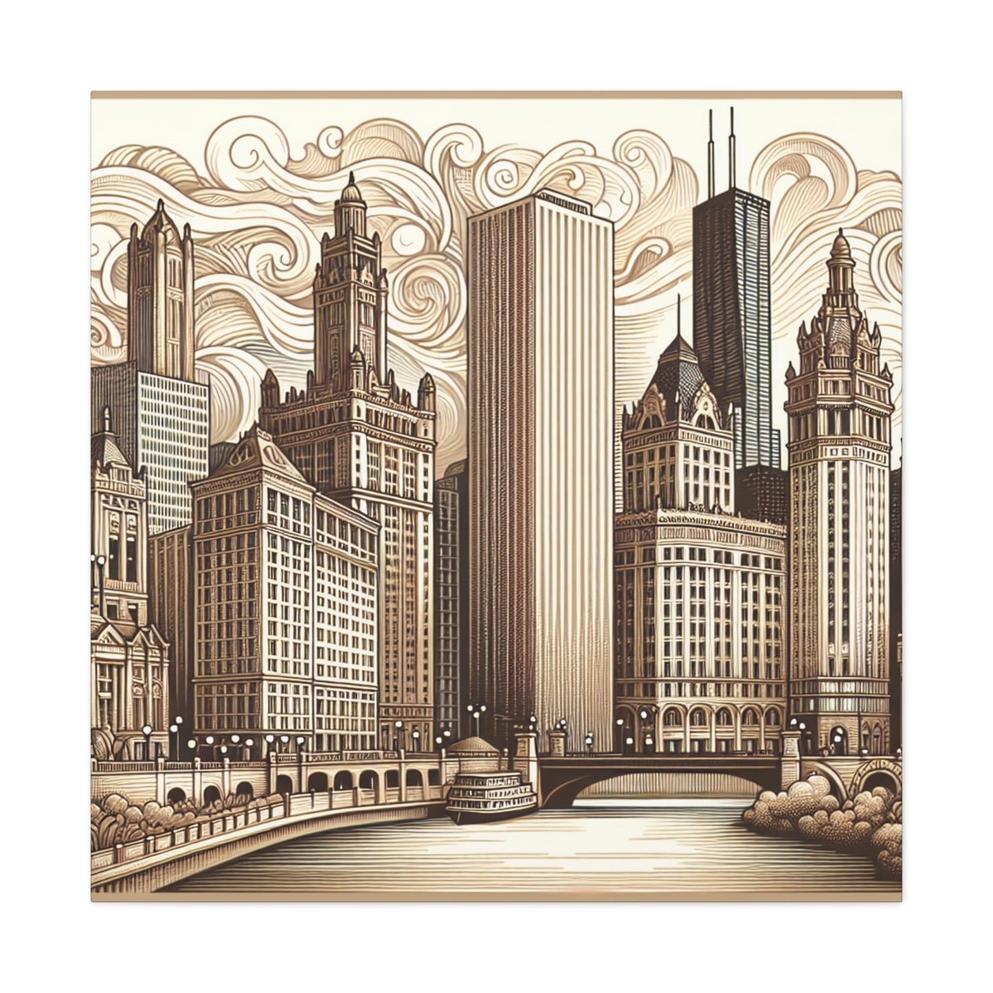 "Cityscape Symphony: Renaissance Chicago" - Canvas