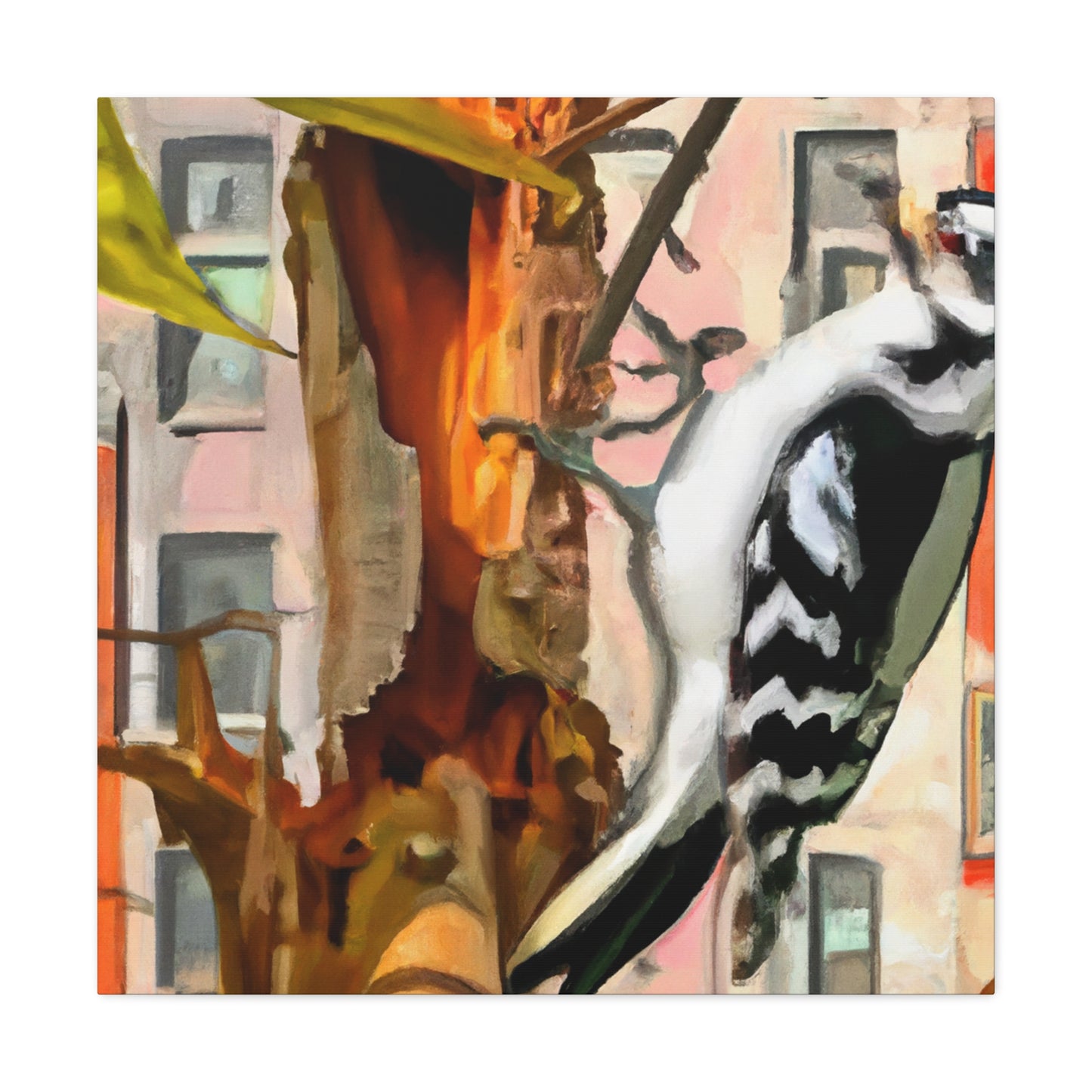 "Downy Woodpecker Dreaming" - Canvas