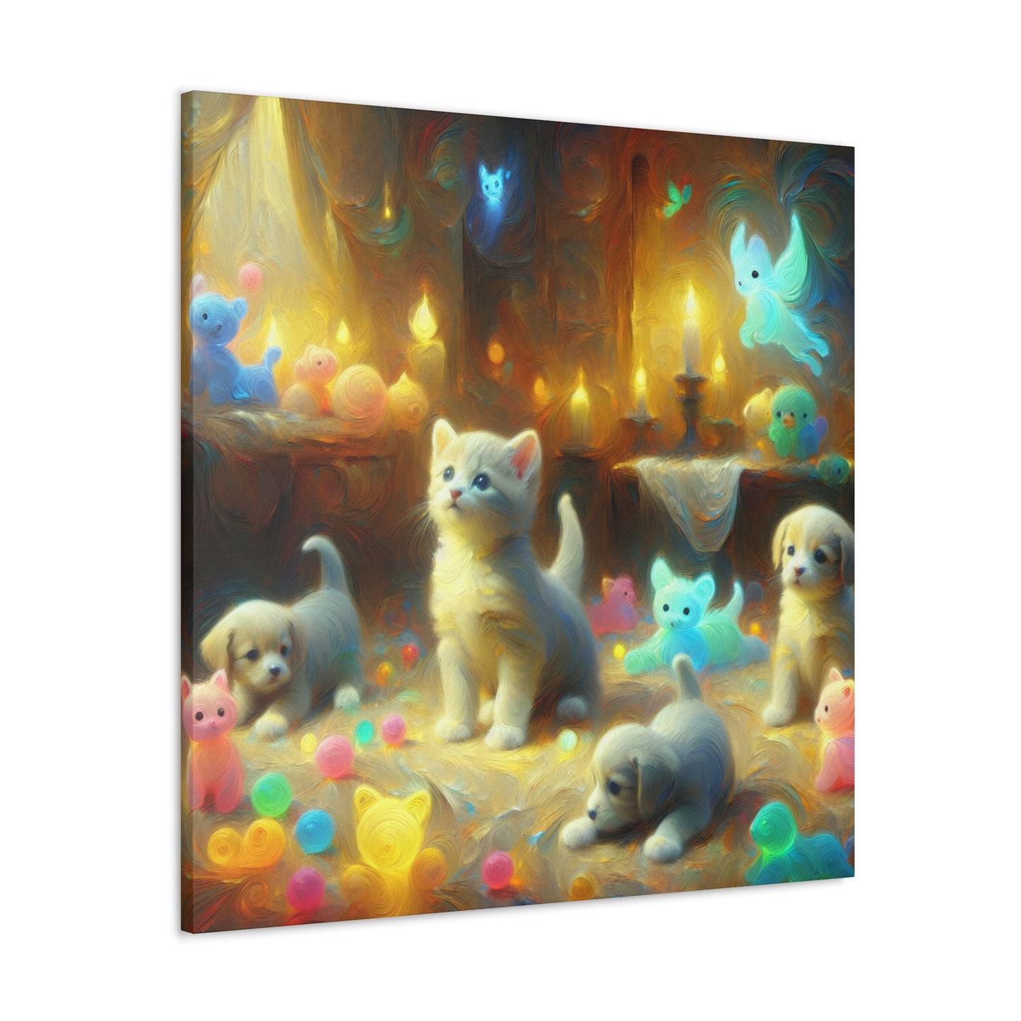 Whimsical Harmony: Puppies & Kittens - Canvas