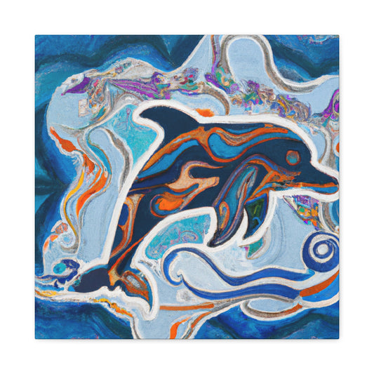 Dolphins in Abstract Art - Canvas