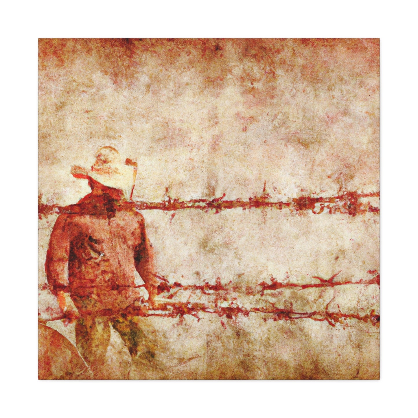 "Barbed Wire Stillness". - Canvas