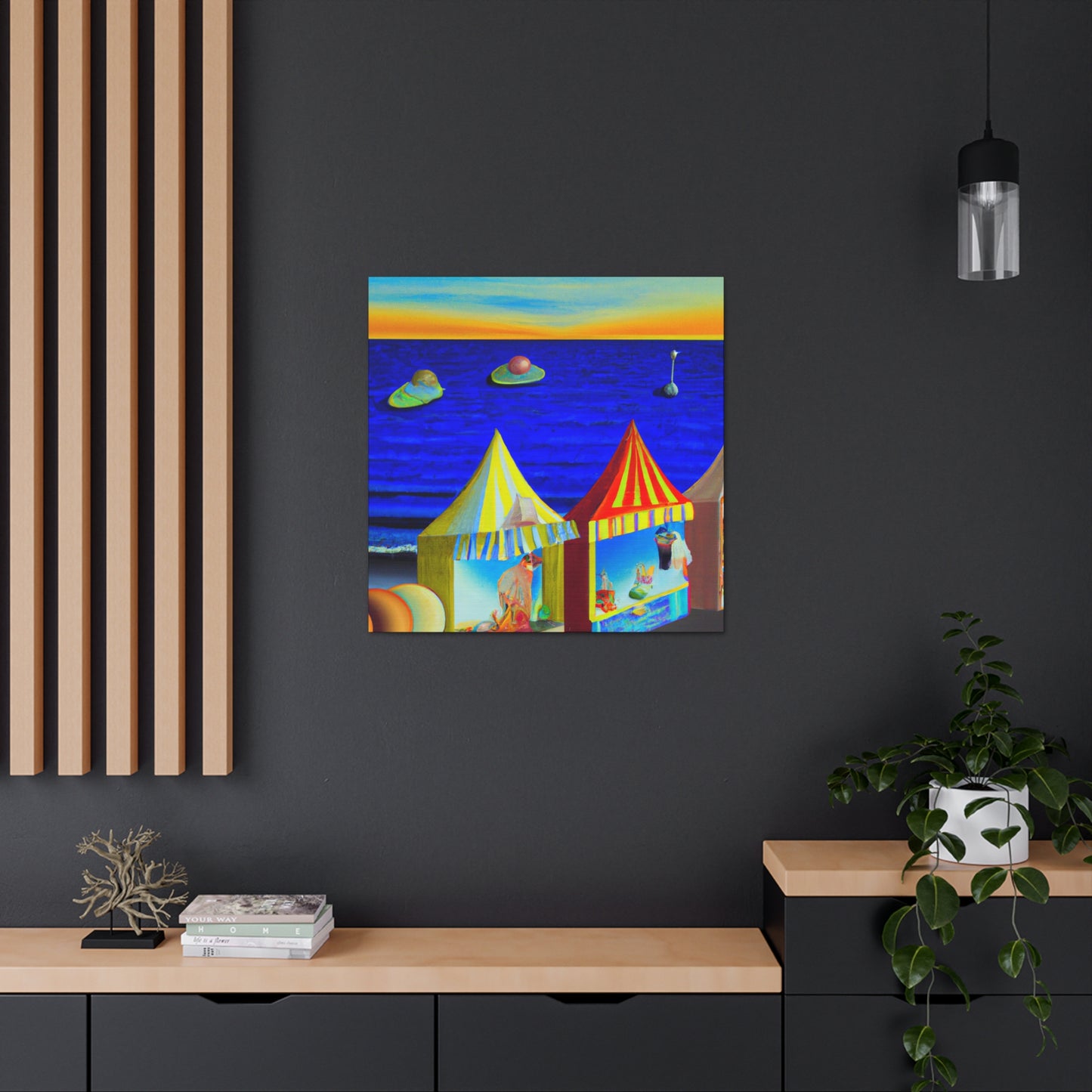 "Beach Shops Dreamscape" - Canvas