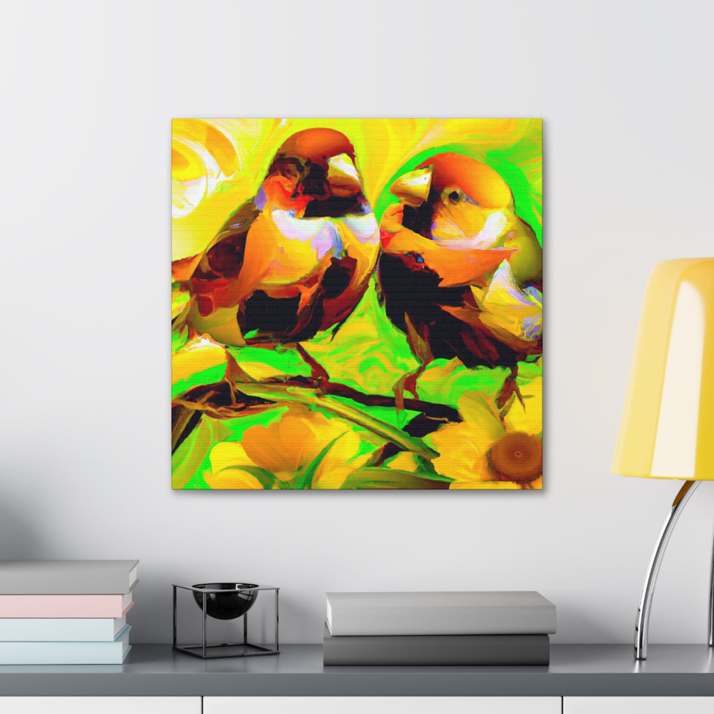 Lovebirds in Bloom - Canvas