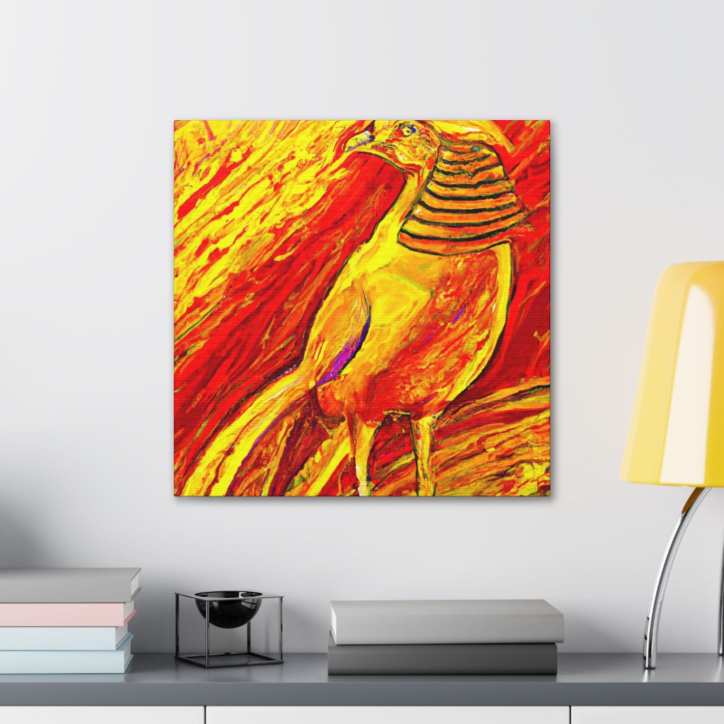 The Golden Pheasant was a popular Art Deco-style design popularized during the 1920s. It is characterized by the use of symmetrical, angular shapes, and sunburst and chevron motifs, often in strong colors - Canvas