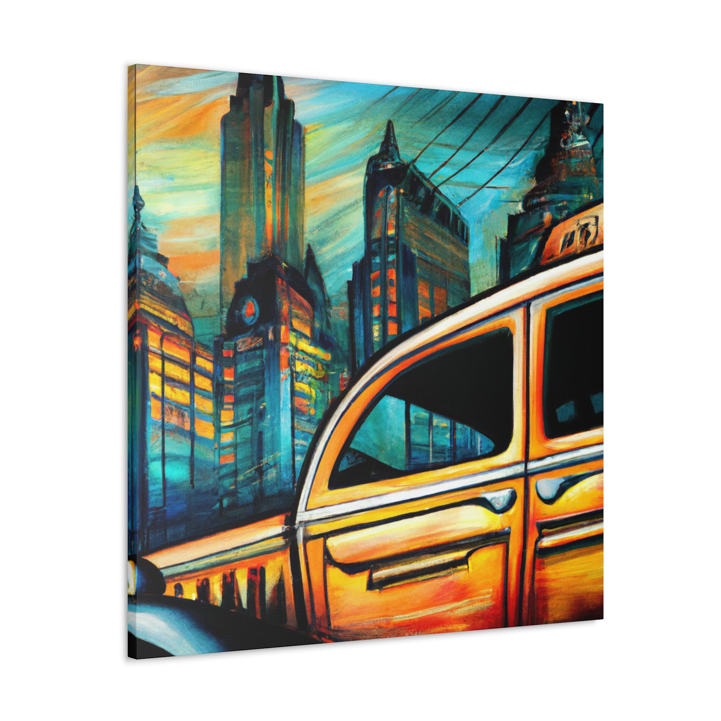 "Taxi at Midnight Glow" - Canvas