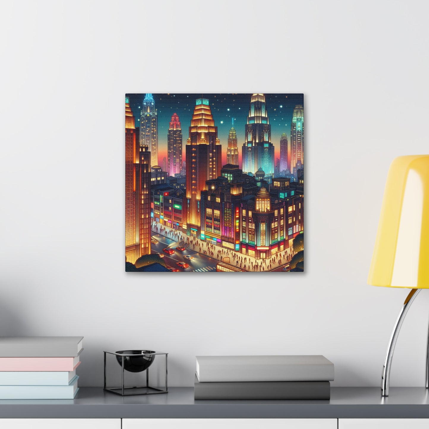 Midnight Metropolis Glow - Canvas