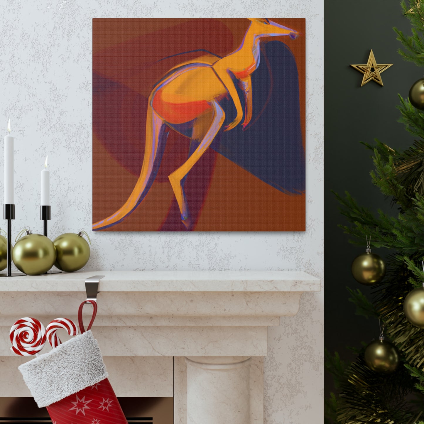 Kangaroo In Art Deco - Canvas