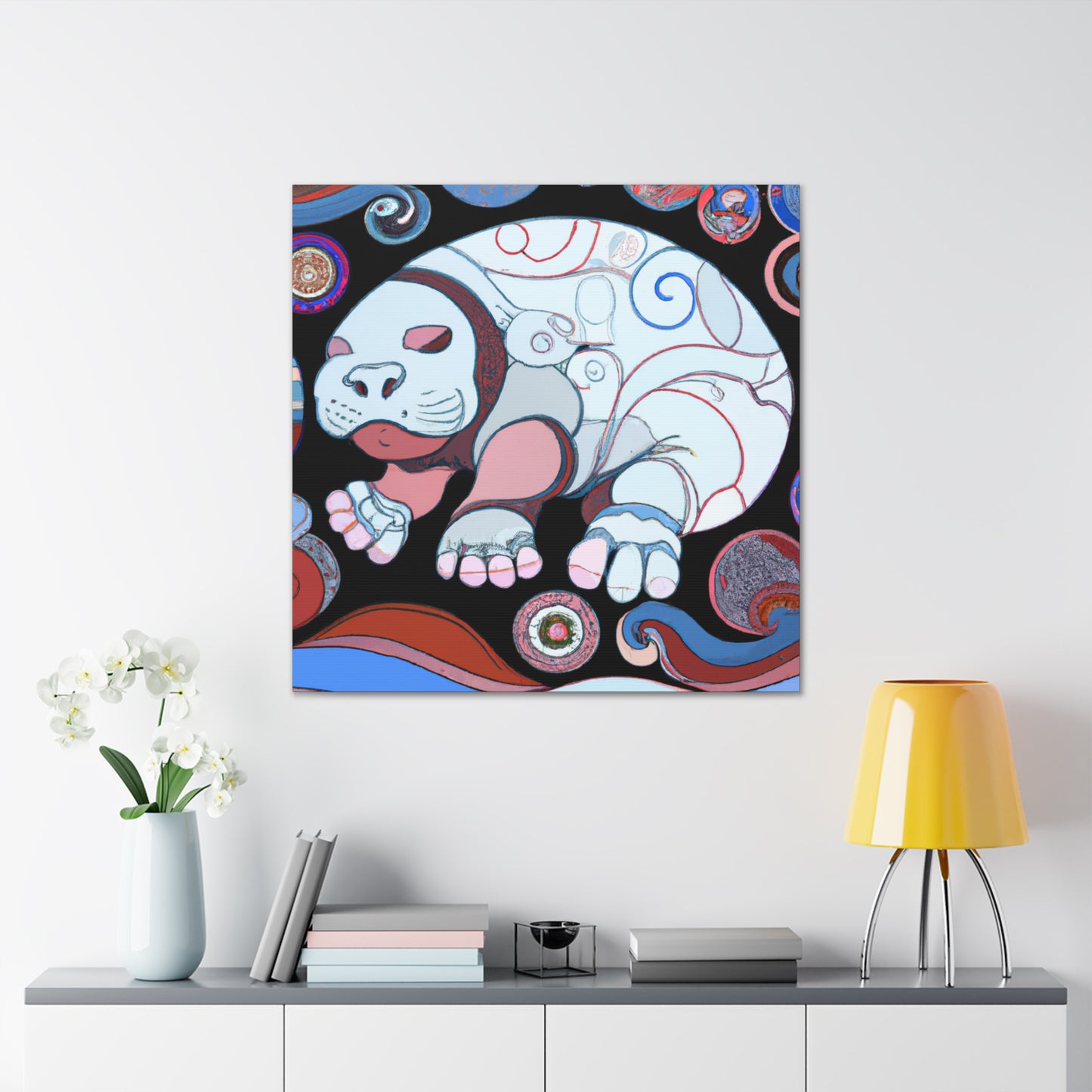 "Manatee's Moonlit Dream" - Canvas