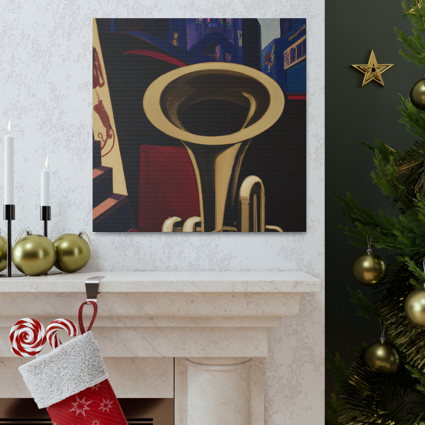 Rising Art Deco Trumpet - Canvas