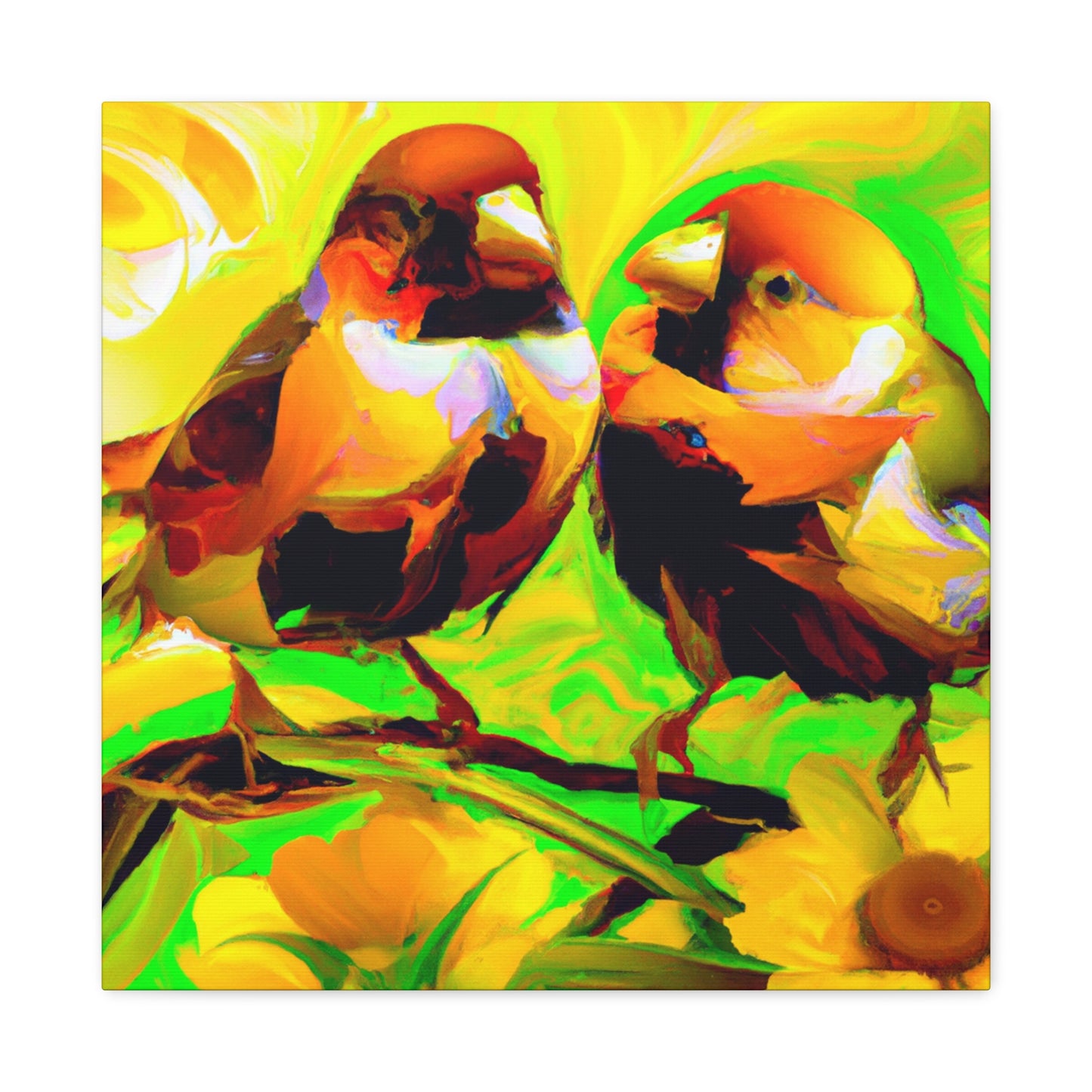 Lovebirds in Bloom - Canvas