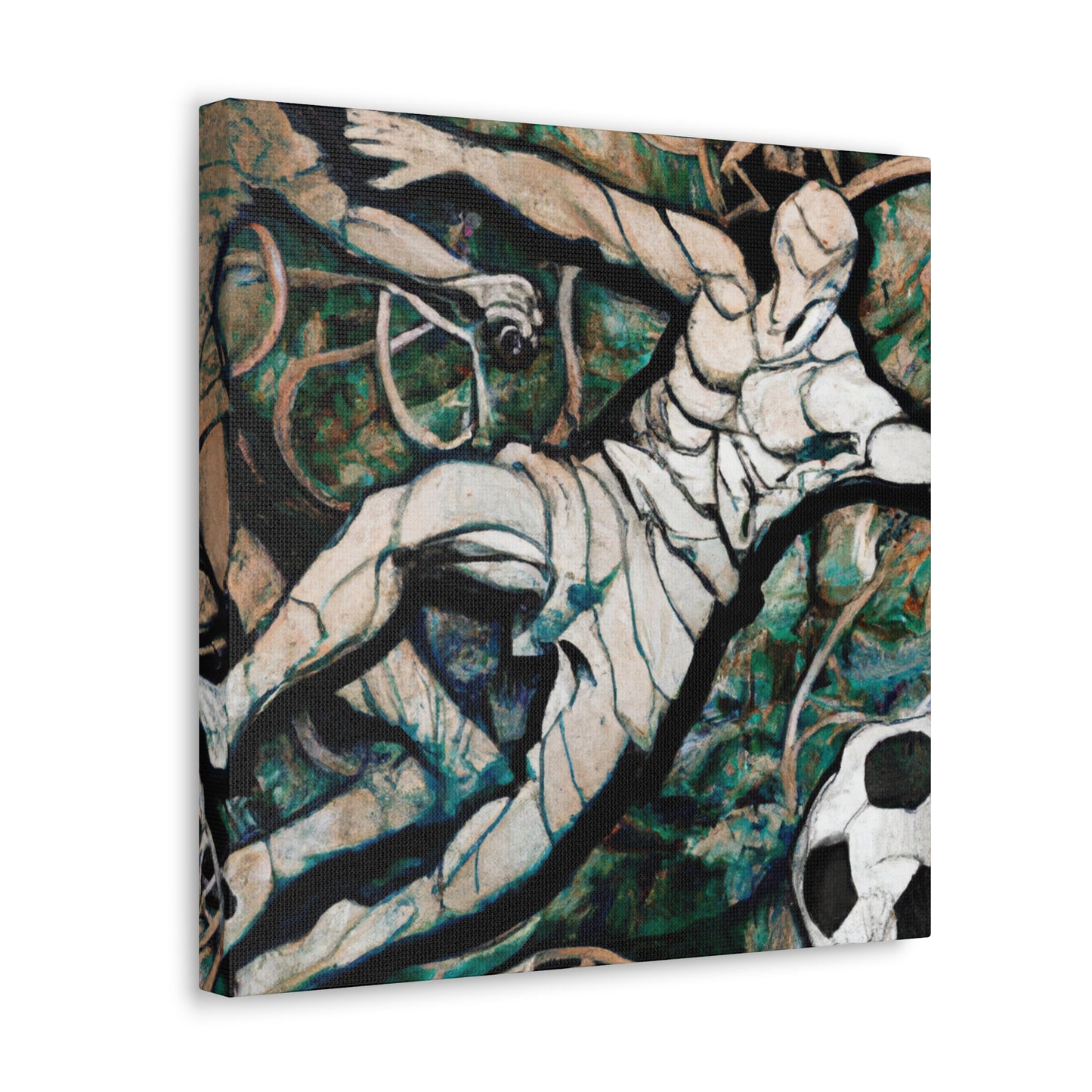 "Playing Soccer in Art Nouveau" - Canvas