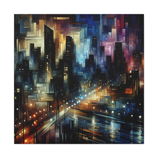 Midnight Metropolis Mosaic - Canvas