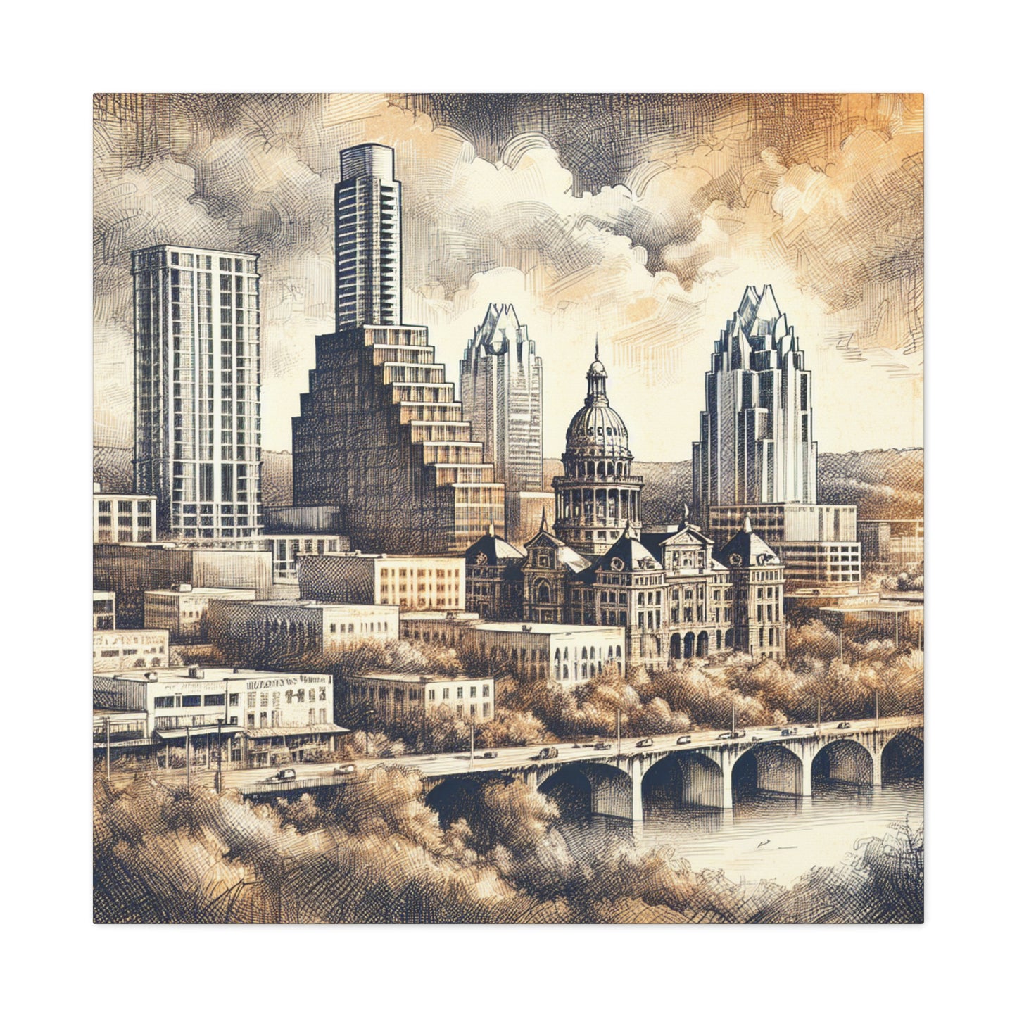 "Vibrant Austin Metropolis" - Canvas