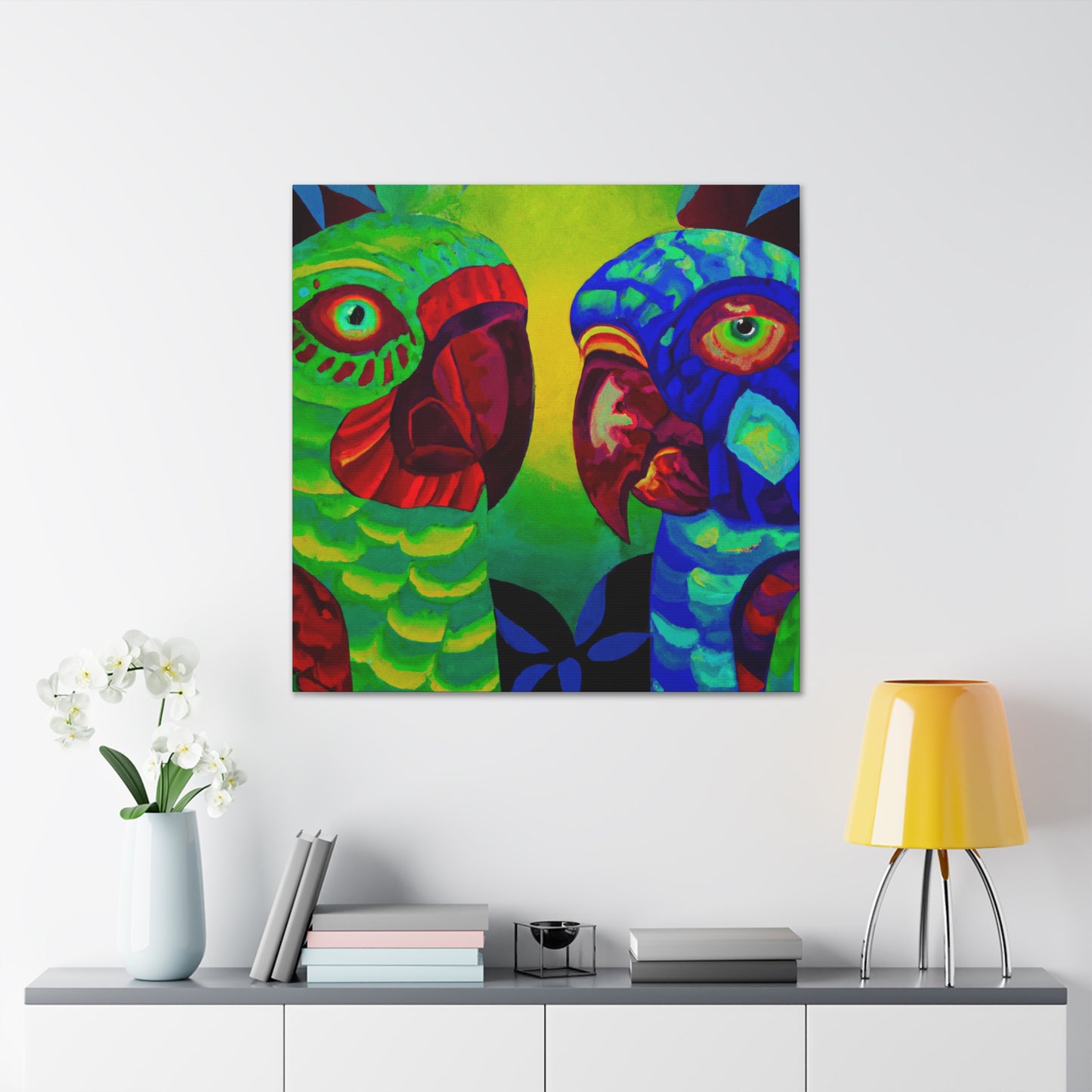 " Amazon Parrots Ablaze" - Canvas