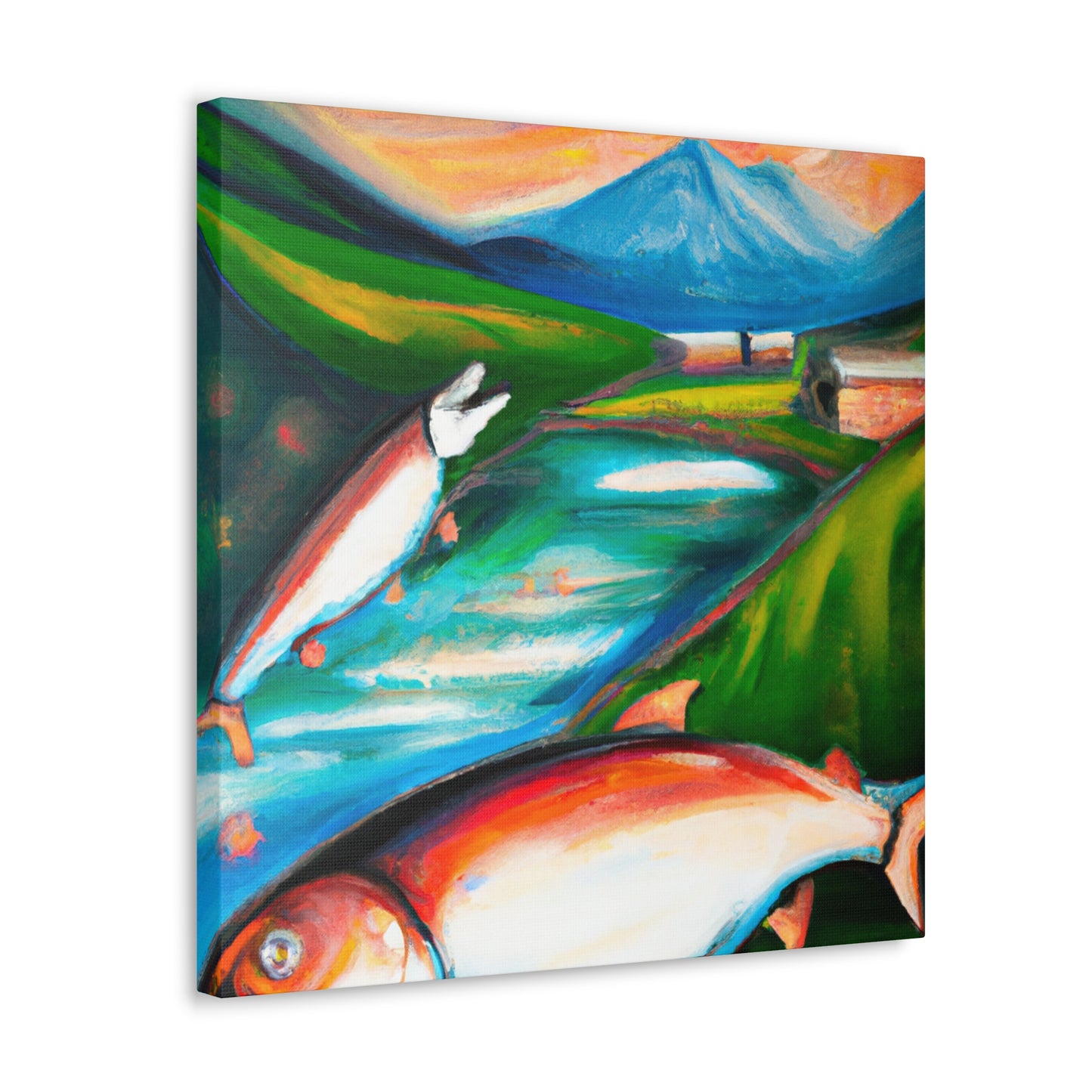 Salmon Swimming Serenely - Canvas