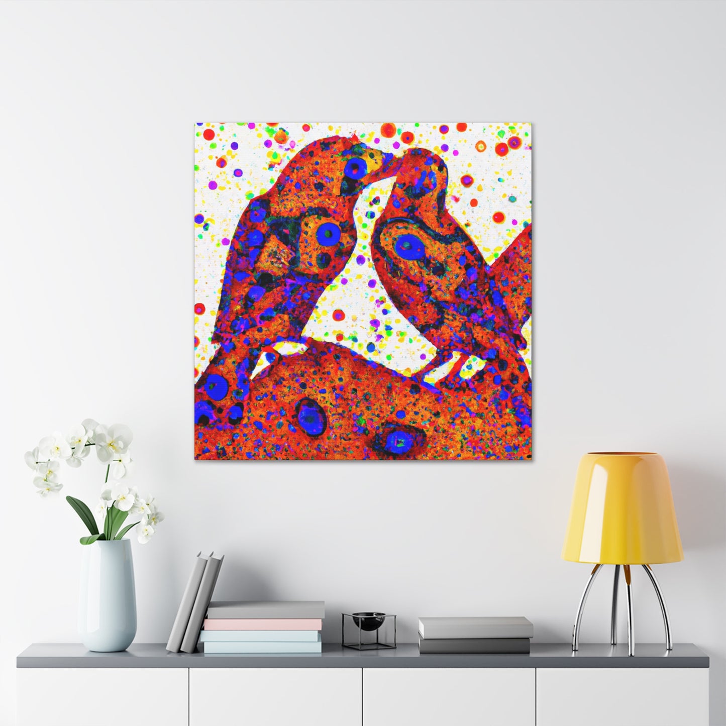 Lovebird Pointillisme - Canvas