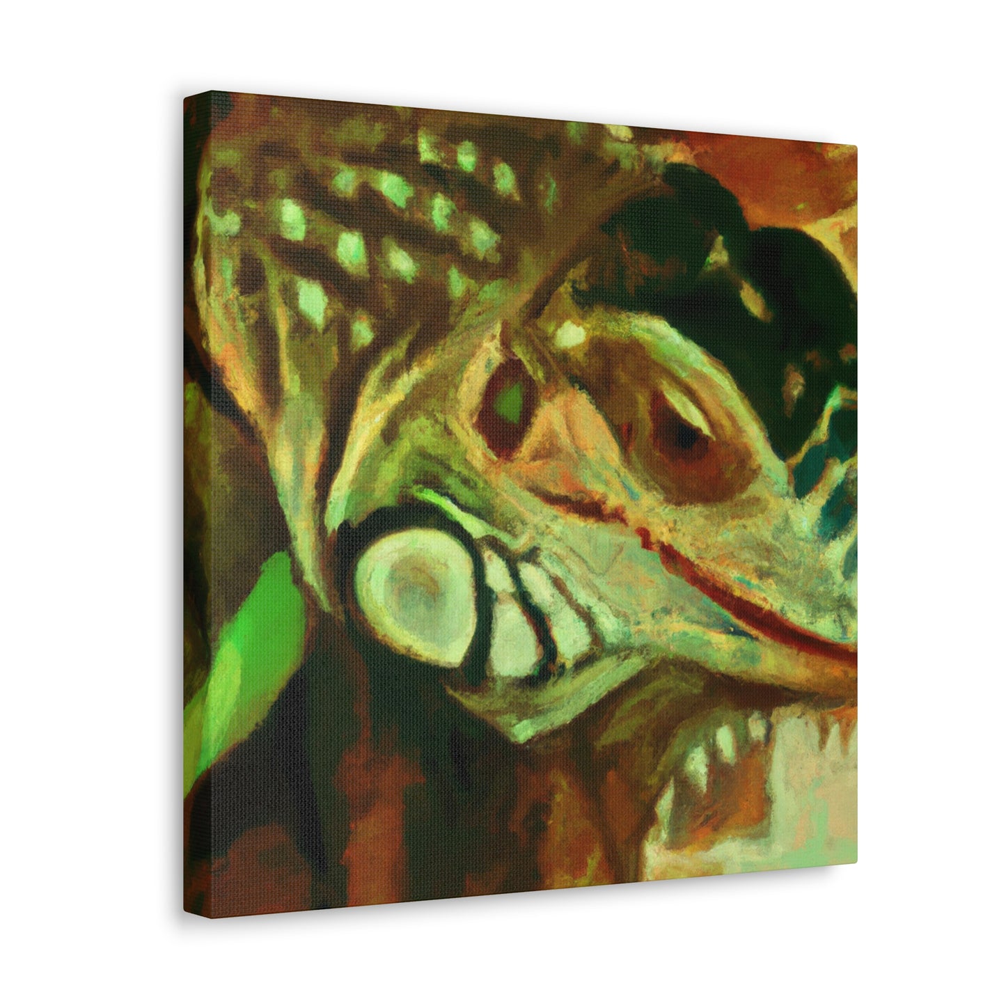 "Green Iguana Solitude" - Canvas