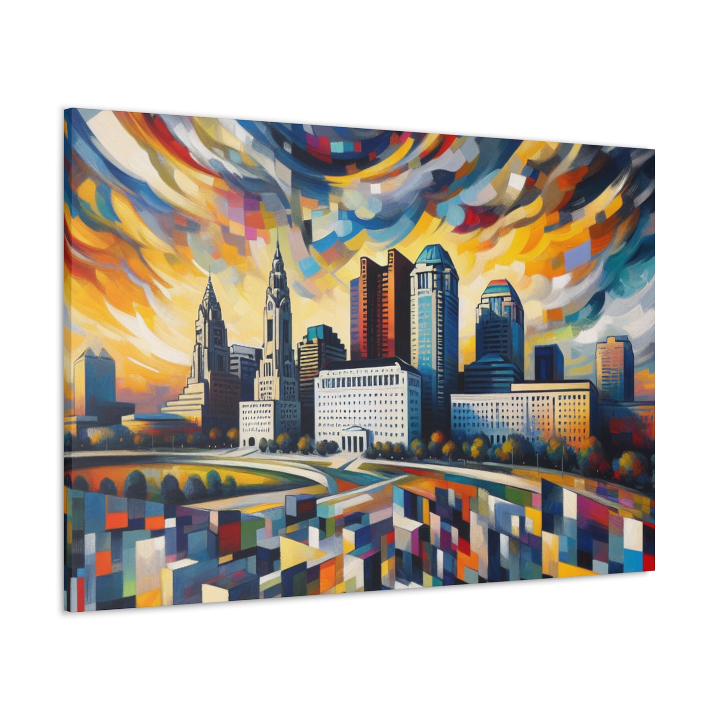 "Dynamic Dreamscape: Columbus Chronicles" - Canvas