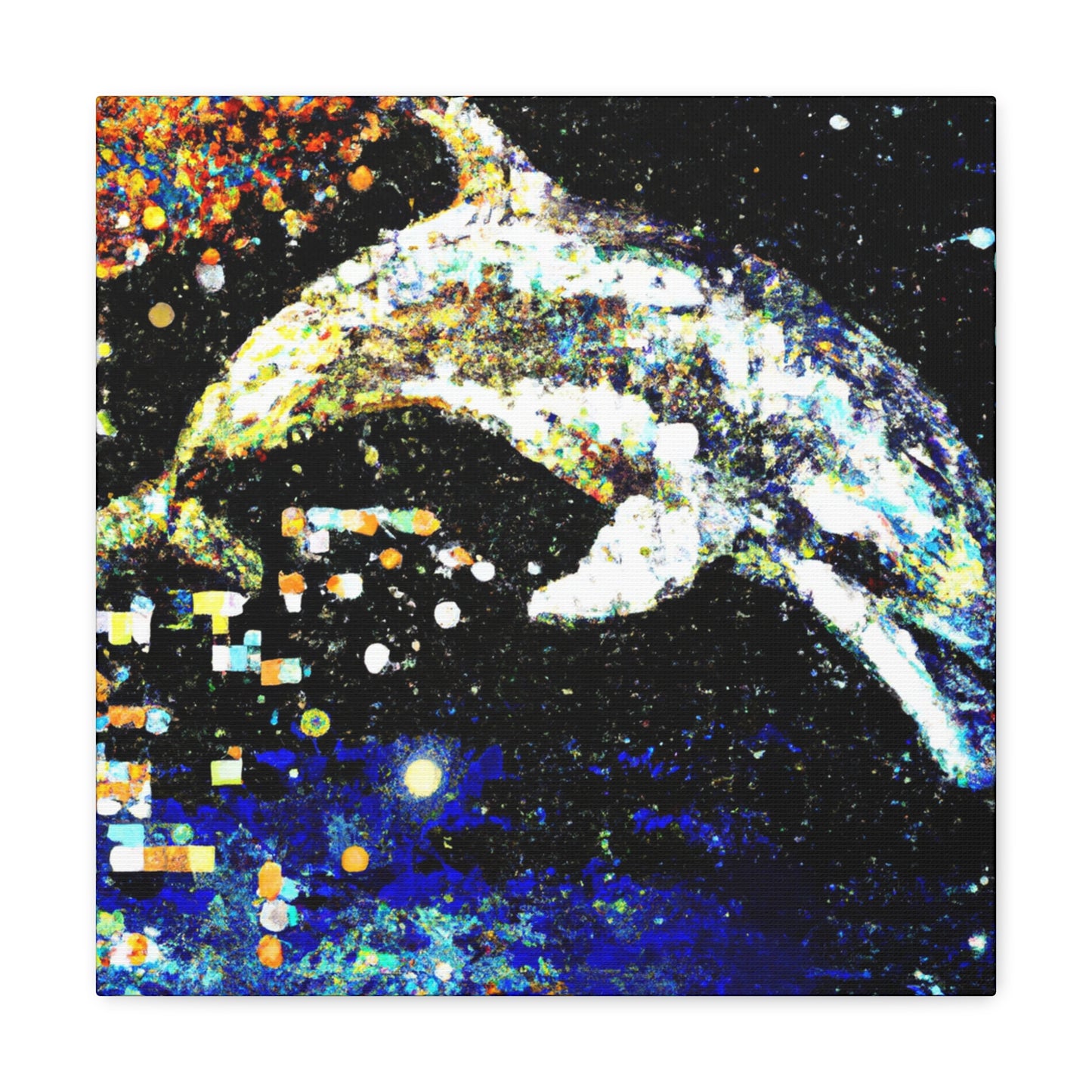 Dolphins in Pointillism - Canvas