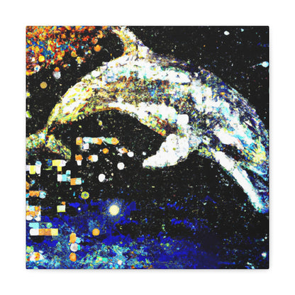 Dolphins in Pointillism - Canvas