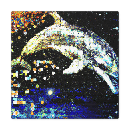 Dolphins in Pointillism - Canvas