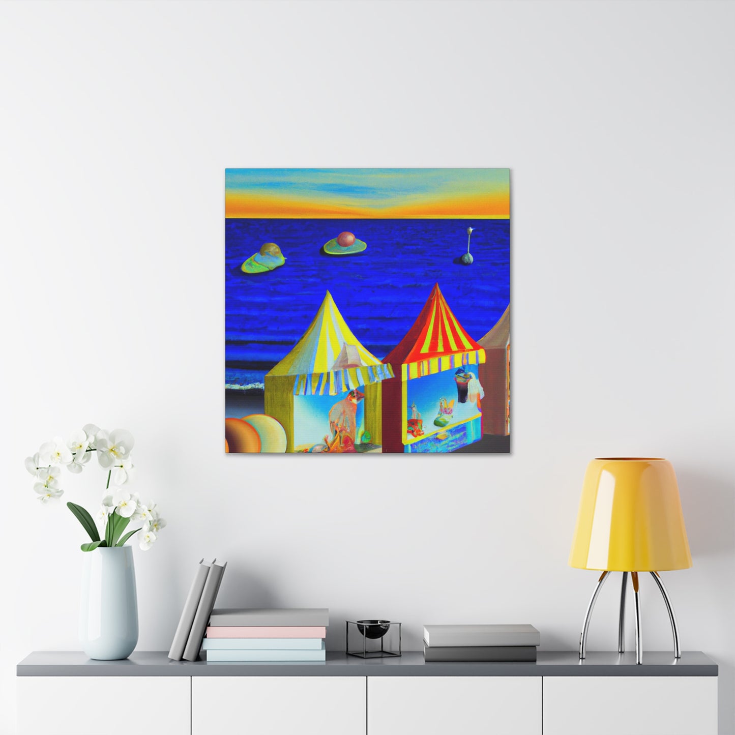 "Beach Shops Dreamscape" - Canvas