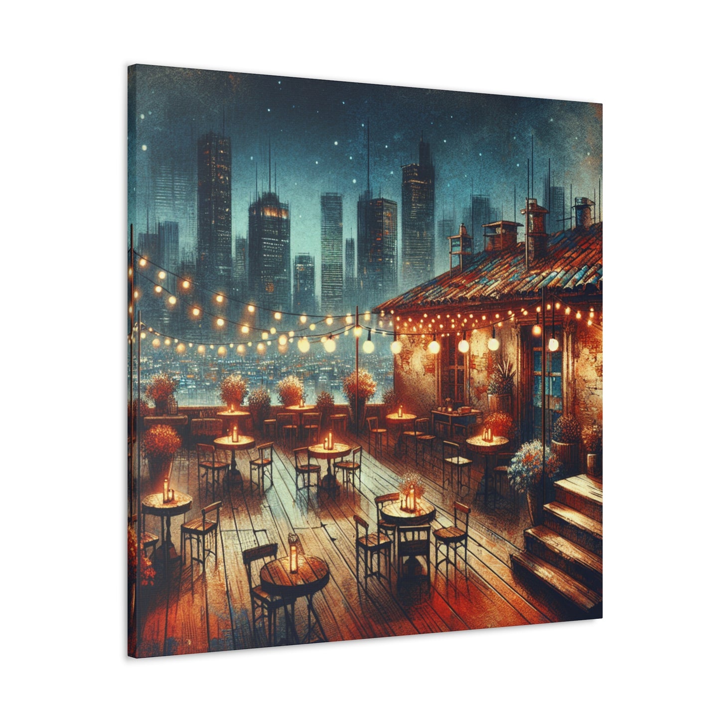 Midnight Revelry Beneath Stars - Canvas