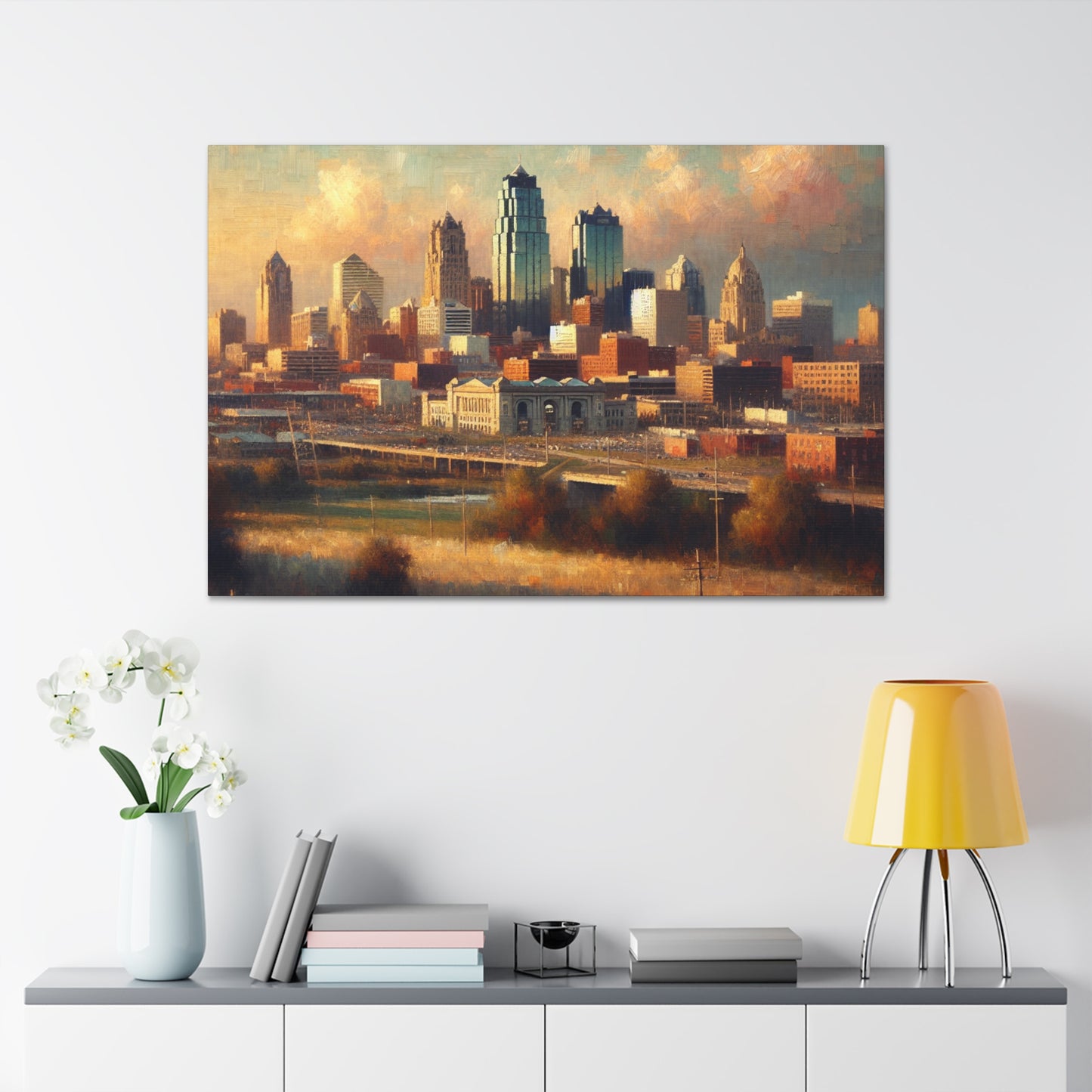 "Cityscape Symphony: Kansas Dreams" - Canvas