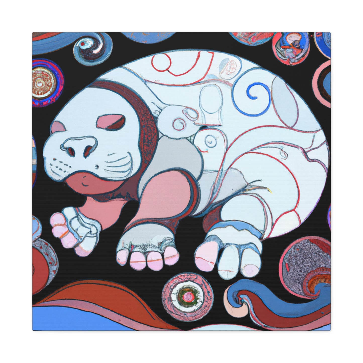 "Manatee's Moonlit Dream" - Canvas