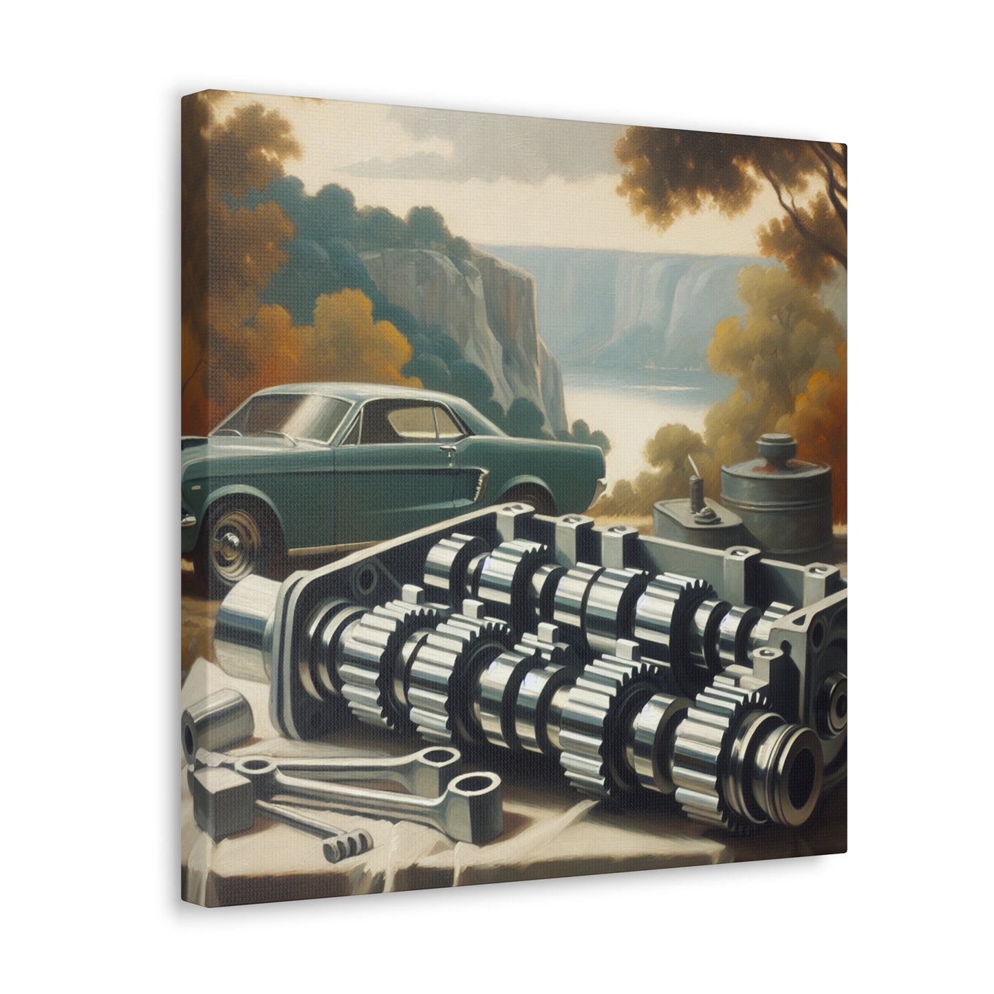 "Mechanical Serenity: Camshaft" - Canvas