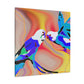 Parakeets in Flight. - Canvas