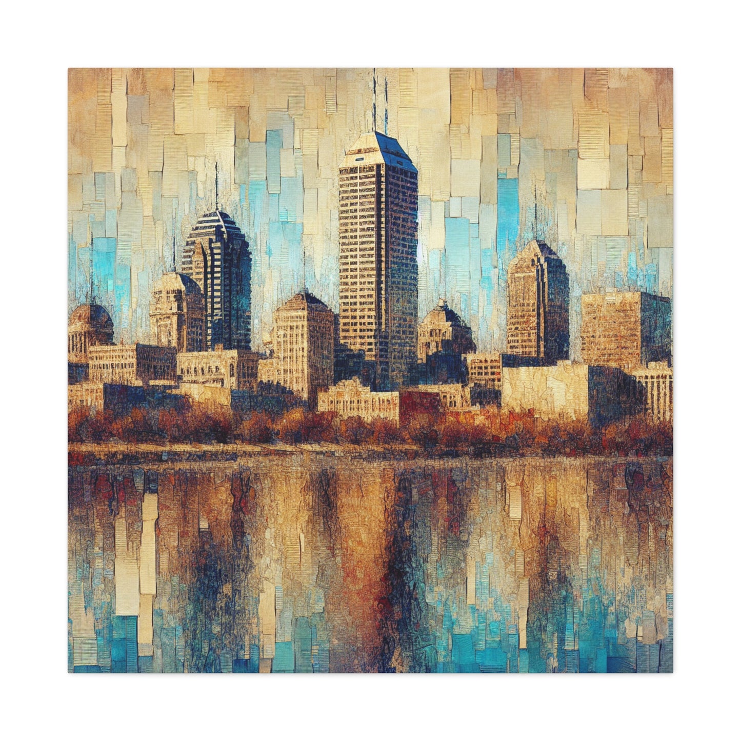 "Vibrant Hoosier Cityscape" - Canvas