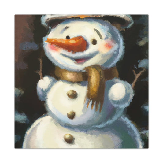 "A Winter Snowman Smile" - Canvas