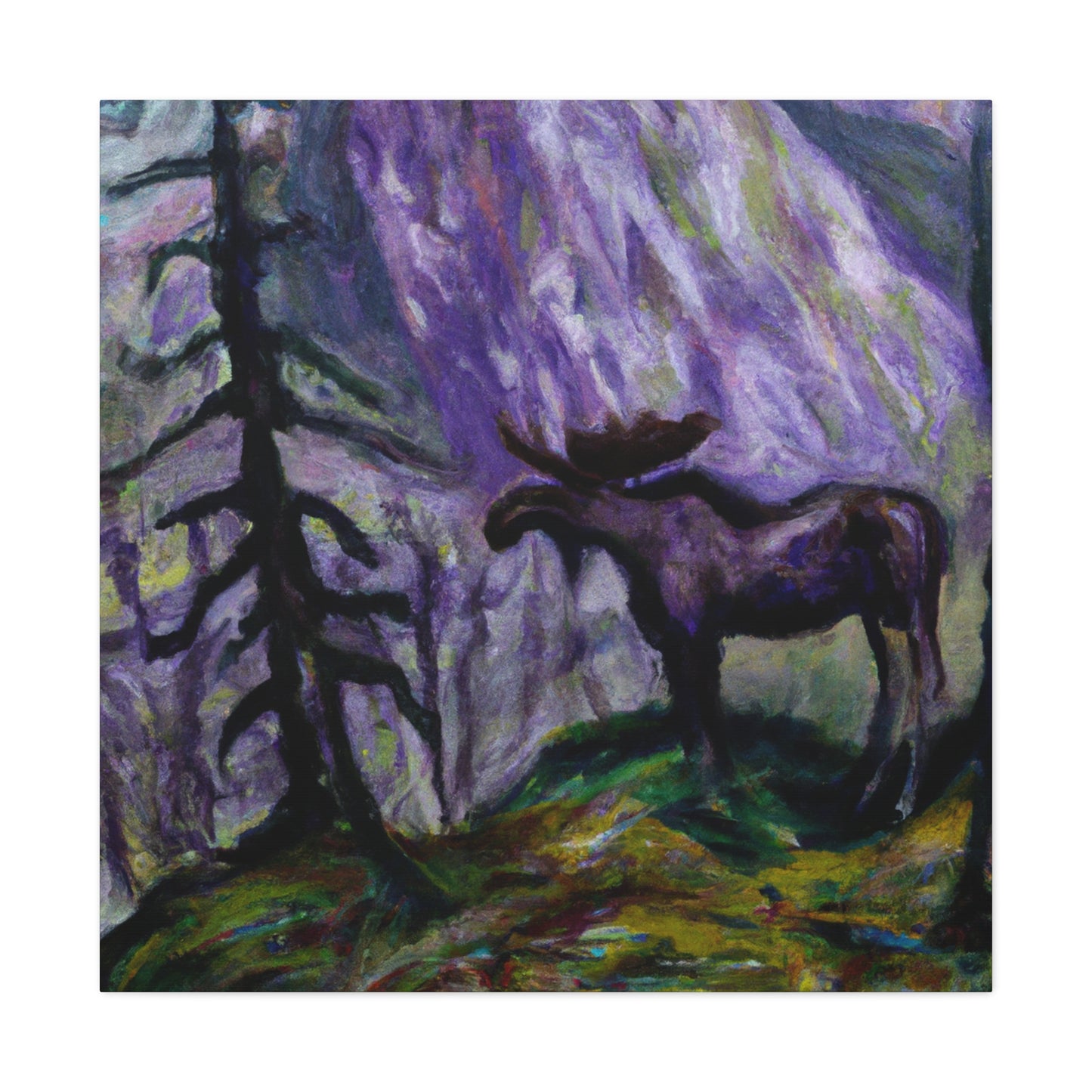 "Moose in Moonlight Impression" - Canvas