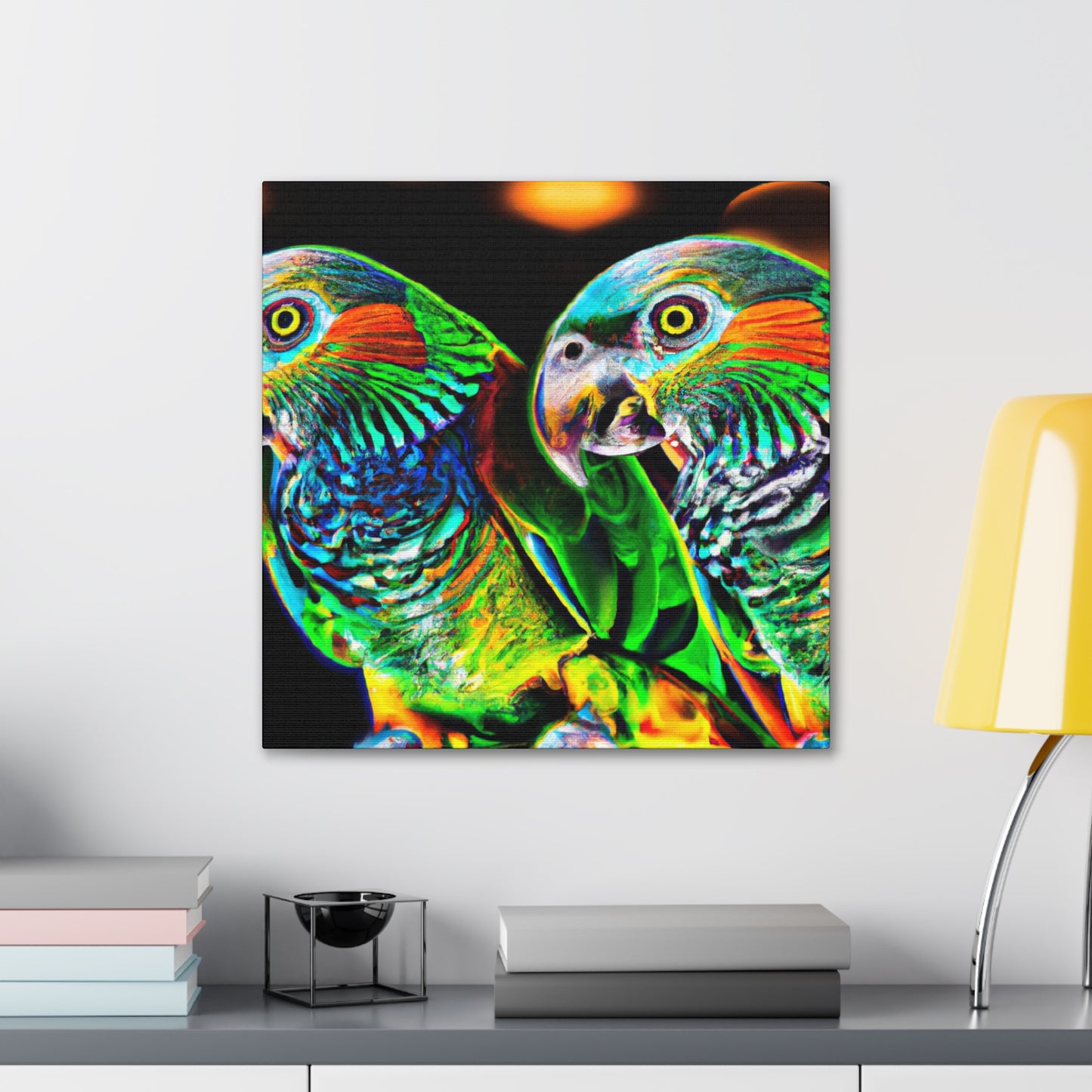 Parrots in Flight Forever - Canvas