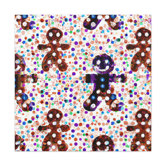 Gingerbread Man Pointillism - Canvas