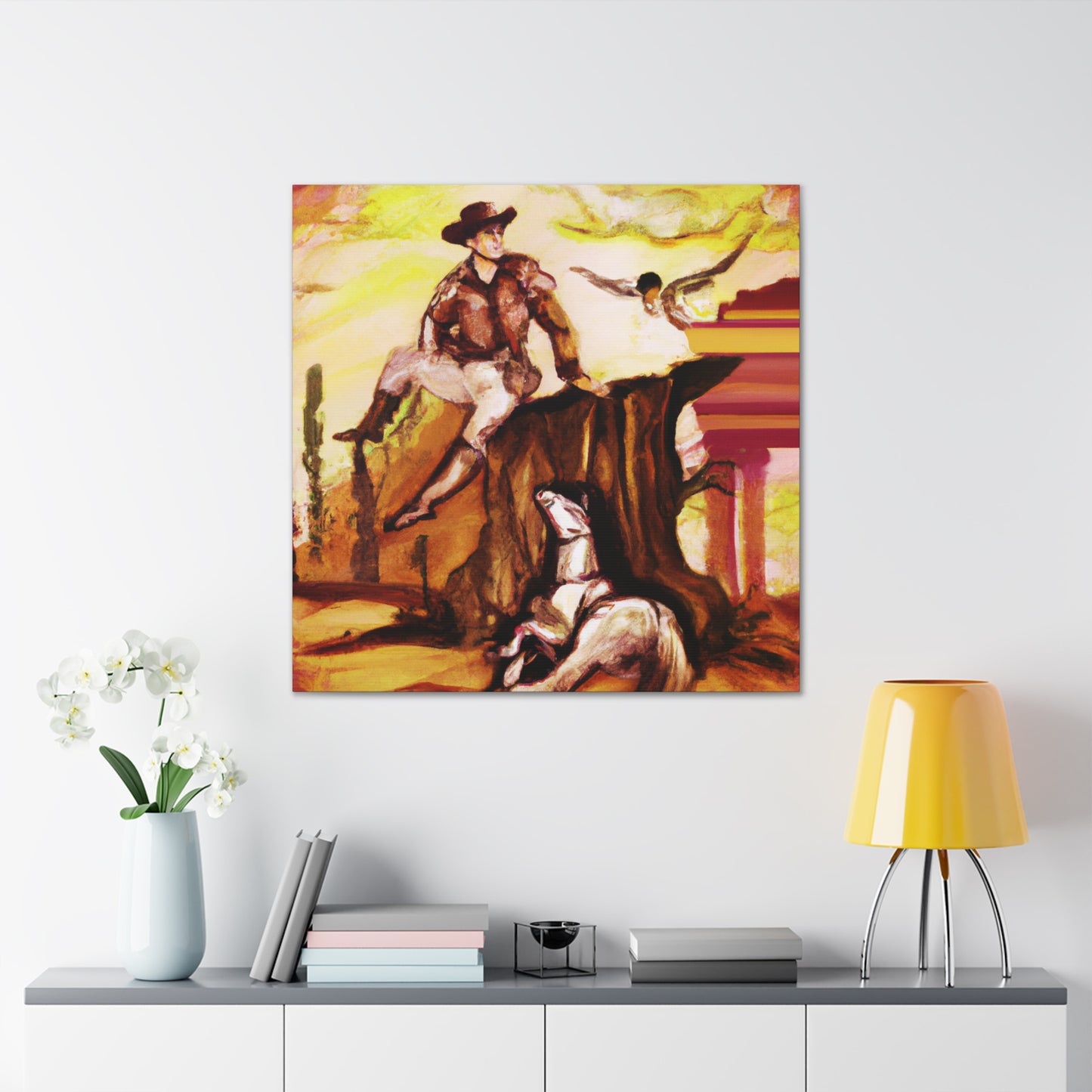 Cowboy On Fence Farm - Canvas