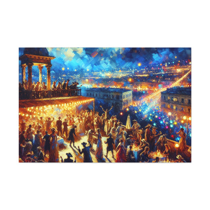 "Extravagant Rooftop Revelry" - Canvas