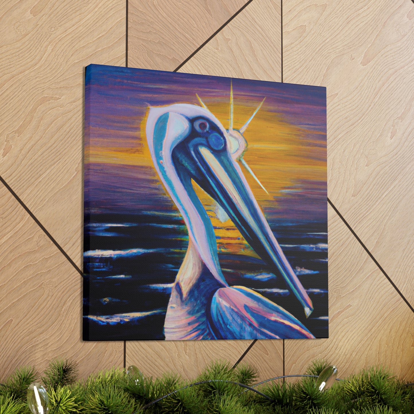 "Pelican in Flight Deko" - Canvas