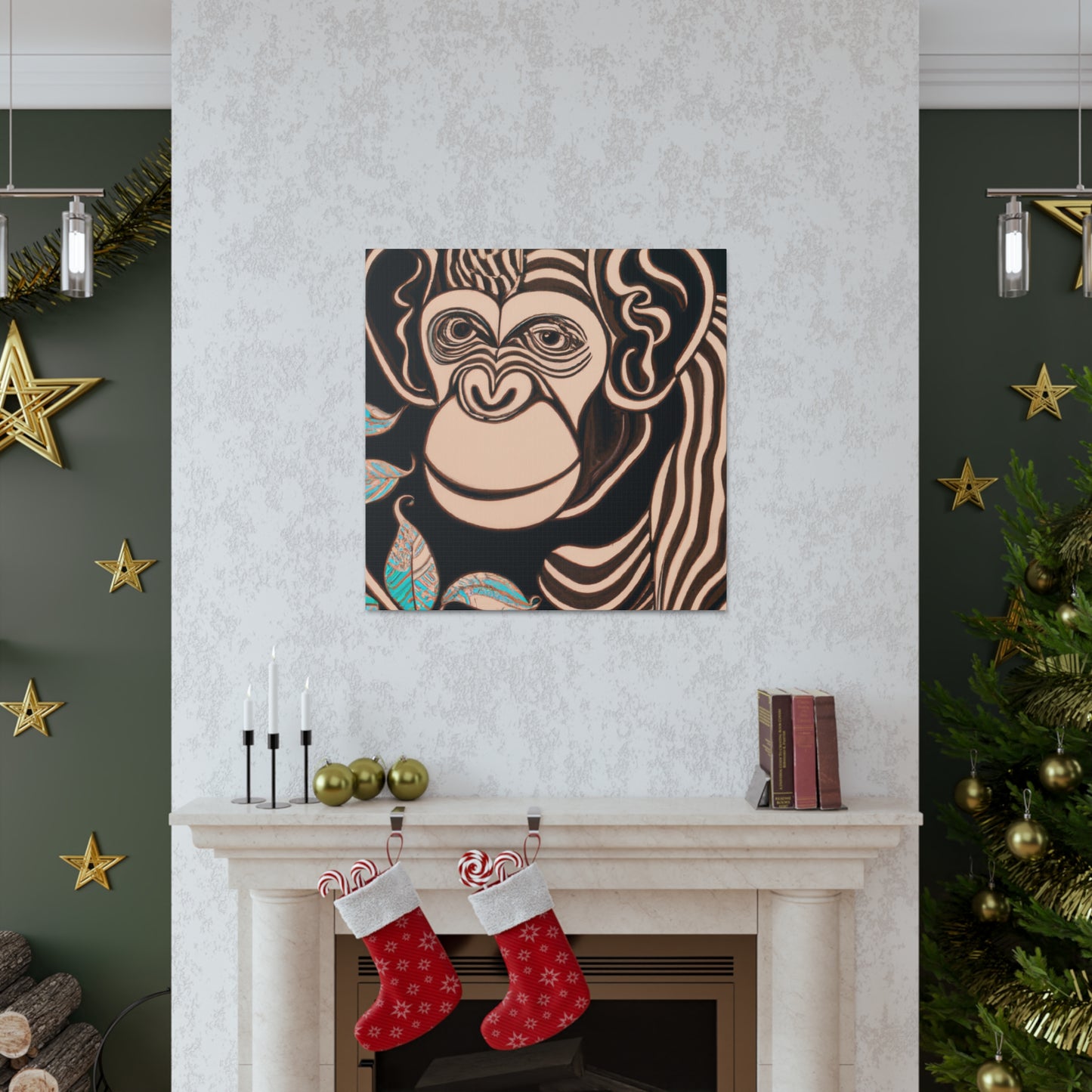 "Chimp Wisdom in Deco". - Canvas