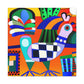 "Chickens in Art Deco" - Canvas