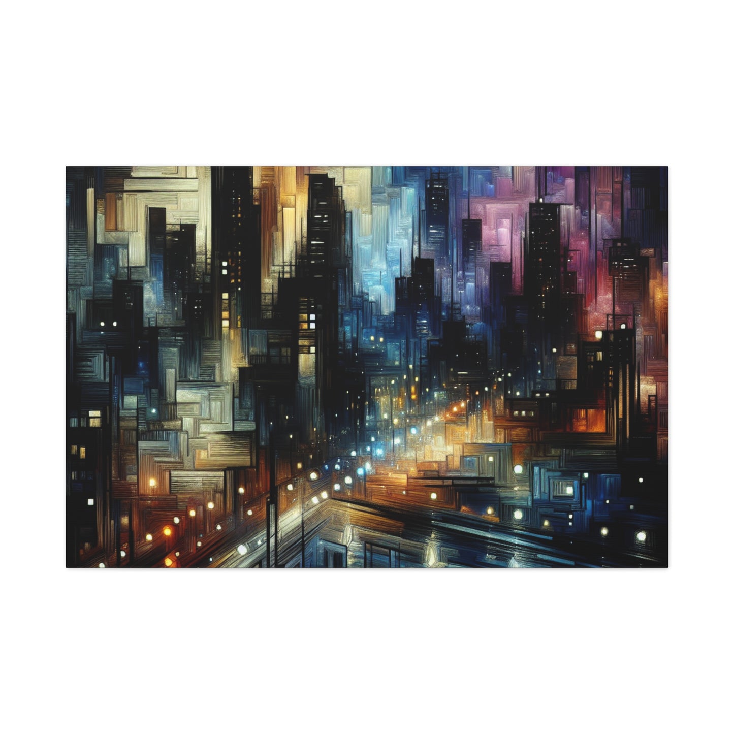 Midnight Metropolis Mosaic - Canvas