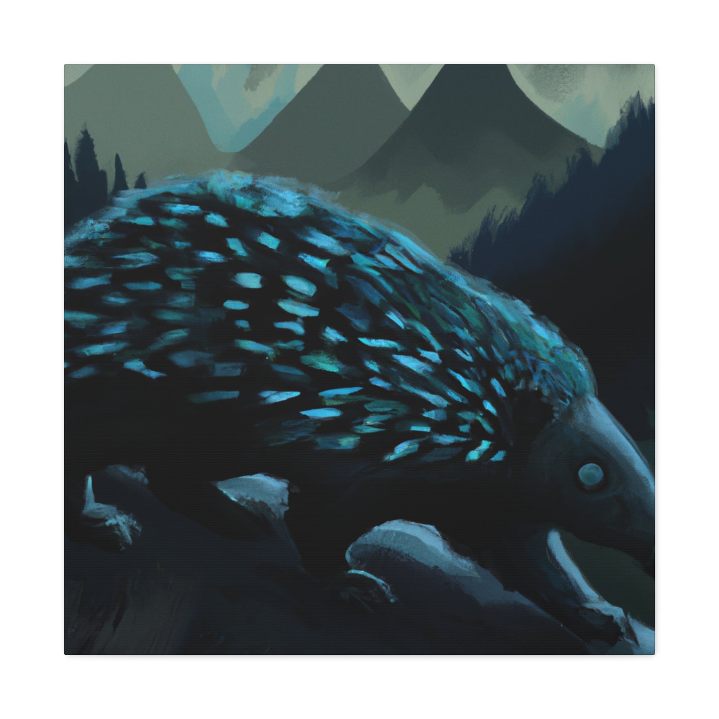 Porcupine in Moonlight. - Canvas