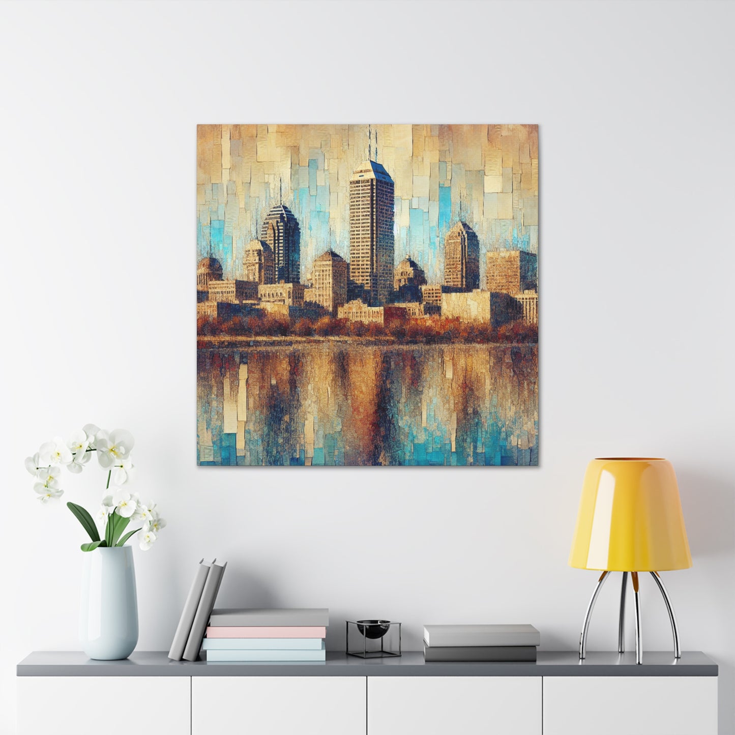 "Vibrant Hoosier Cityscape" - Canvas