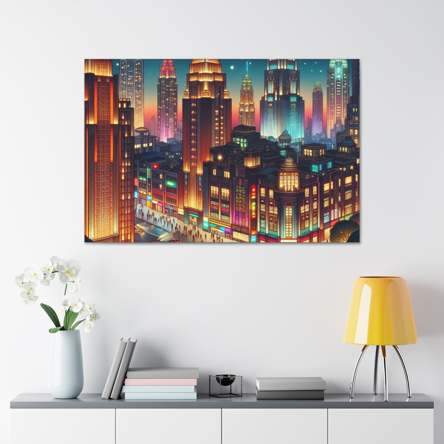 Midnight Metropolis Glow - Canvas